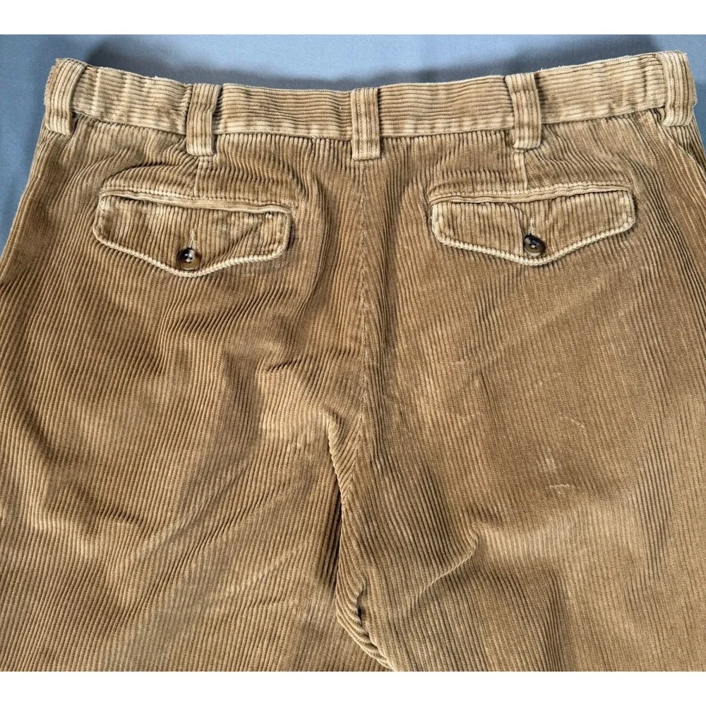 L.L.Bean Corduroy Pants Mens 35 Tan Excellent Comfort‎ Waist Wide Wale Cotton